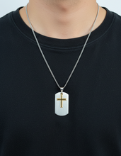 Load image into Gallery viewer, Brushed Steel Two Tone Cross Dog Tag