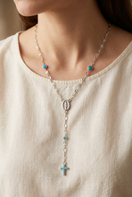 Load image into Gallery viewer, Blessed Mother and Blue Bead Cross