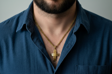 Load image into Gallery viewer, Three Bar Cross Gold Tone